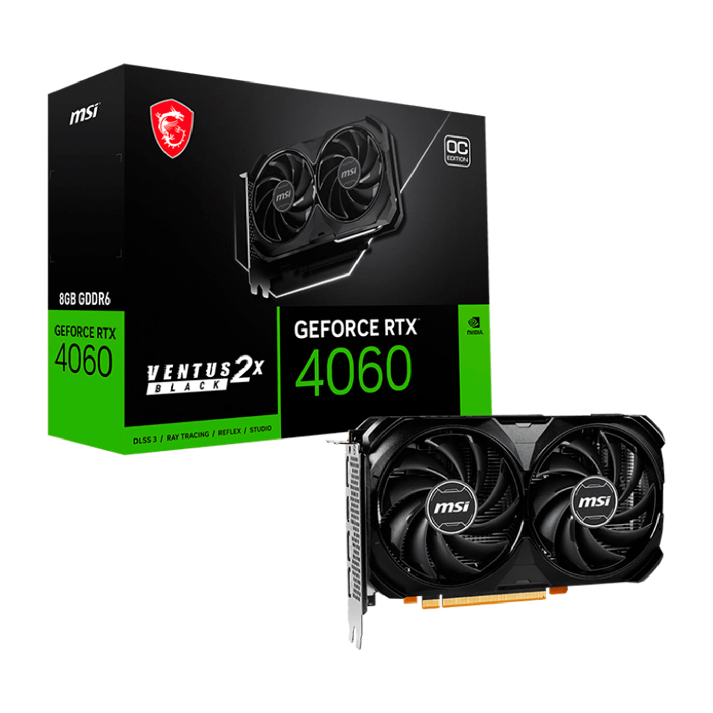 Tarjeta de video MSI GeForce RTX 4060 VENTUS 2X BLACK 8G OC, 8GB GDDR6, PCIe Gen 4.0 x8