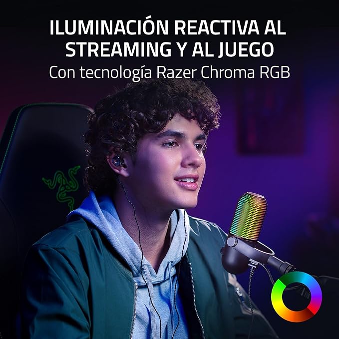 Micrófono Razer Seiren V3 Chroma USB Streaming Supercardioide c/n Sensor Touch Silent