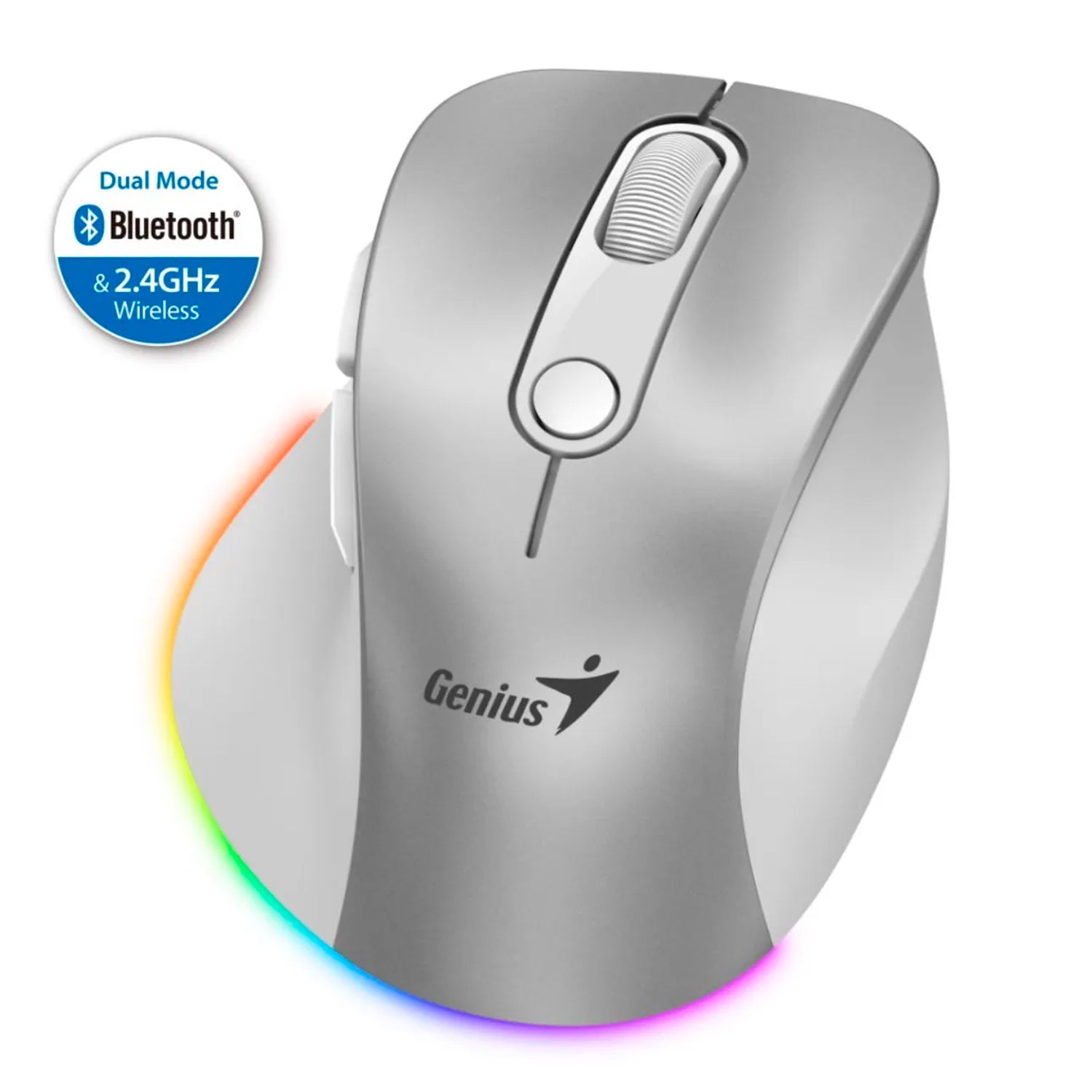 Mouse Genius Ergo 9000s Pro Dual Recargable Wireless Bt 6 Botones Sile 