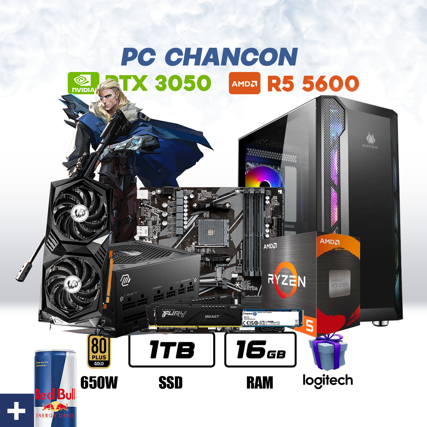 CPU Chancon AMD Ryzen 5 5600 | RTX 3050 | 1TB SSD | 16GB DDR4 #S5113