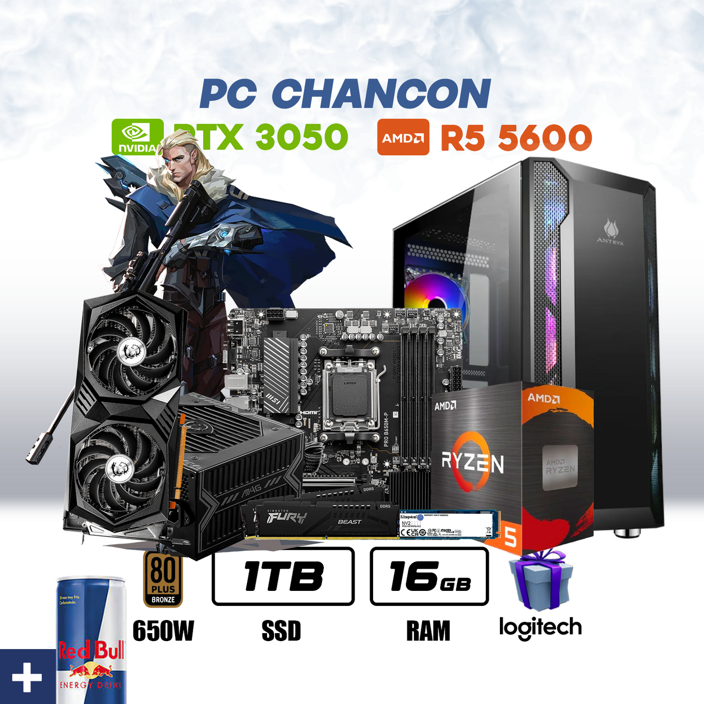 CPU Chancon AMD Ryzen 5 5600 | RTX 3050 | 1TB SSD | 16GB DDR5 #S5113