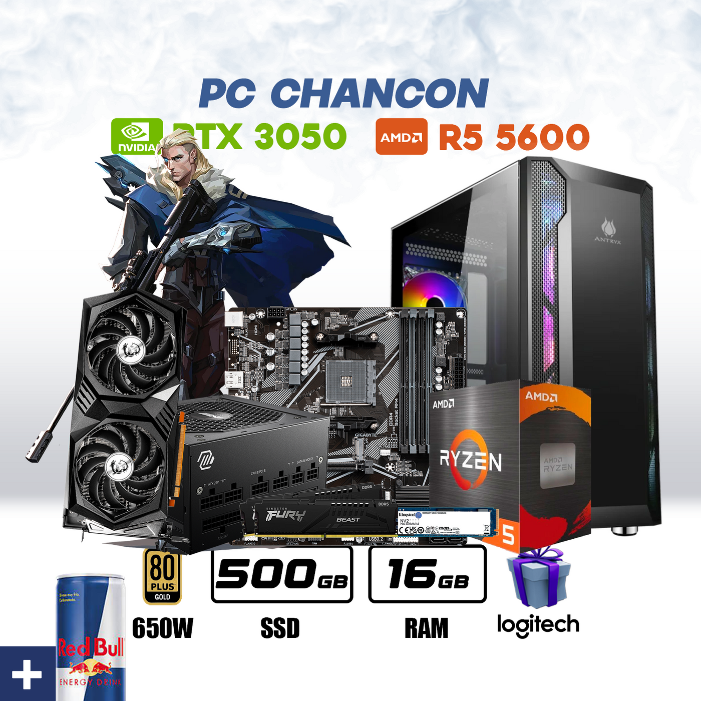 CPU Chancon AMD Ryzen 5 5600 | RTX 3050 | 1TB SSD | 16GB DDR4 #S5113