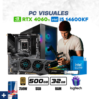 CPU Visuales Intel Core I5 14600kf | RTX 4060ti 16GB | 1TB SSD | 32GB RAM | ENF. LIQ. #F5141