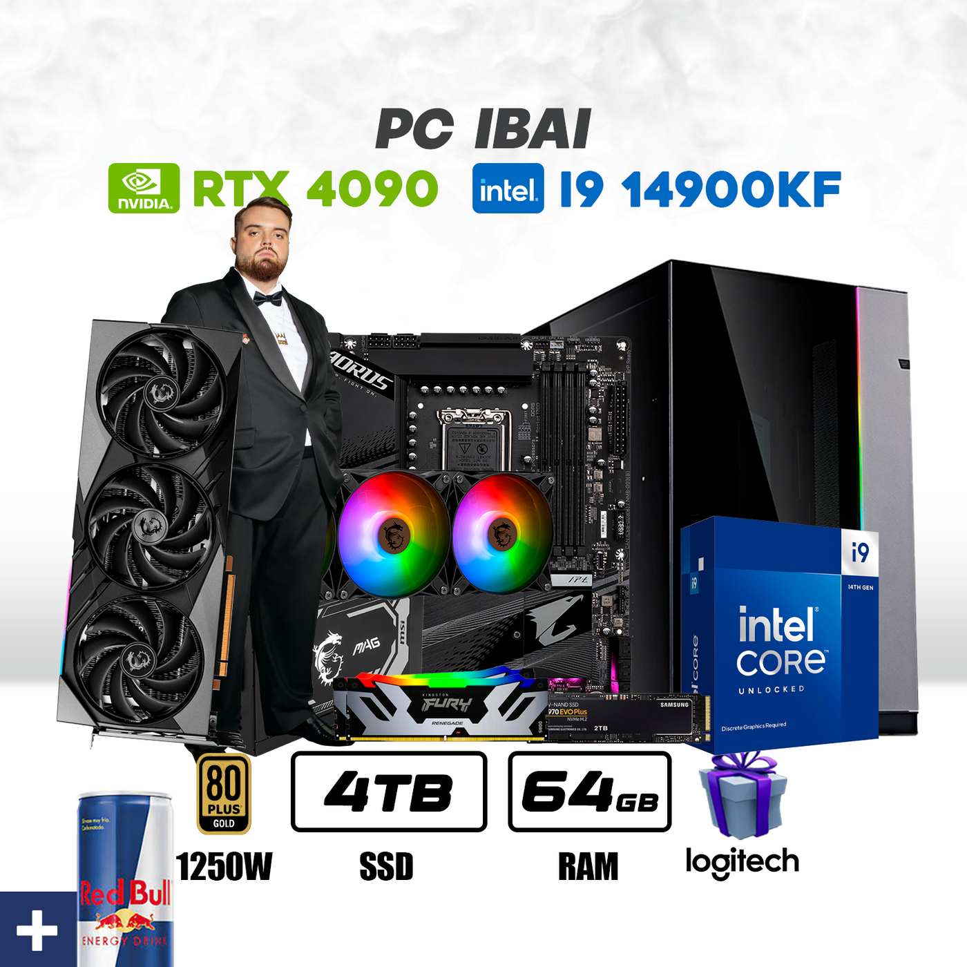 CPU Ibai Intel Core I9 14900KF | RTX 4090 24GB | 4TB SSD | 64GB RAM | ENF. LIQ. #M9133