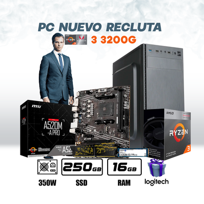 CPU Oficina Nuevo Recluta AMD Ryzen 3 3200G | VEGA 8 | 500GB SSD | 16GB DE RAM DDR4 #O2031 - Achorao