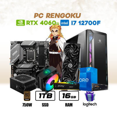 CPU Rengoku Intel Core I7 12700F | RTX 4060ti 16GB | 1TB SSD | 16GB RAM | ENF. TORRE. #P7123