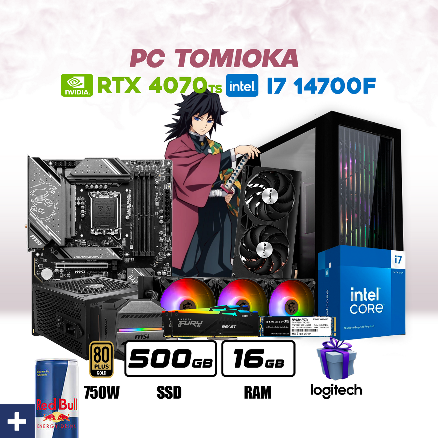 CPU Tomioka Intel Core I7 14700F | Rtx 4070Ti Super 16Gb | 1Tb Ssd | 16Gb Ram | Enf. Liq. #P7133TM