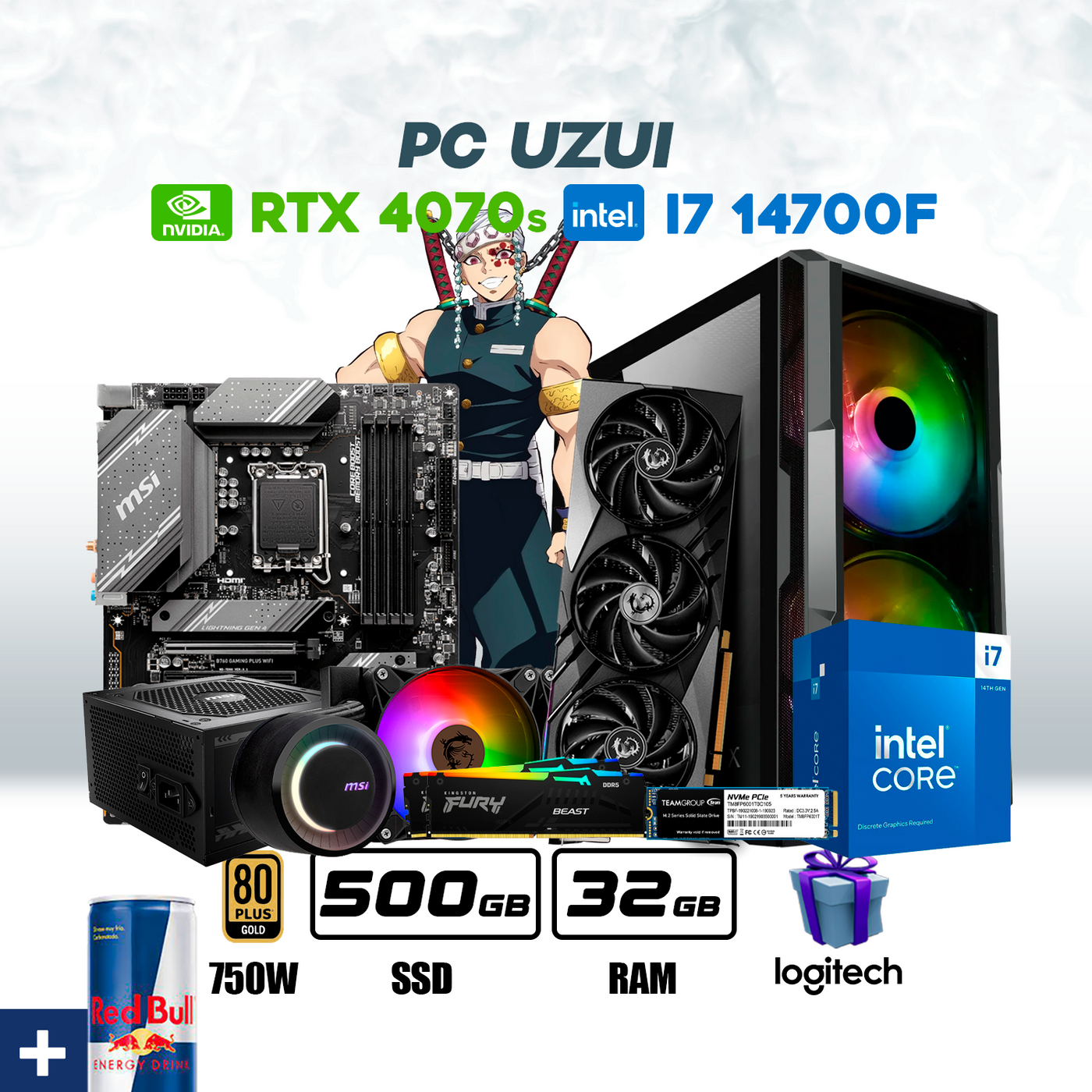 CPU Uzui Intel Core i7 14700F | RTX 4070 Super 12GB | 1TB SSD | 32GB RAM | ENF. LIQ. #P7133