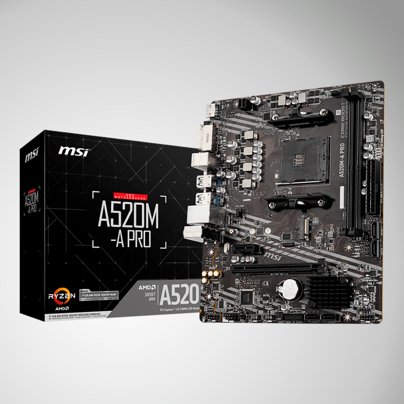 Motherboard MSI A520M-A PRO, Chipset AMD A520, Socket AMD AM4, mATX