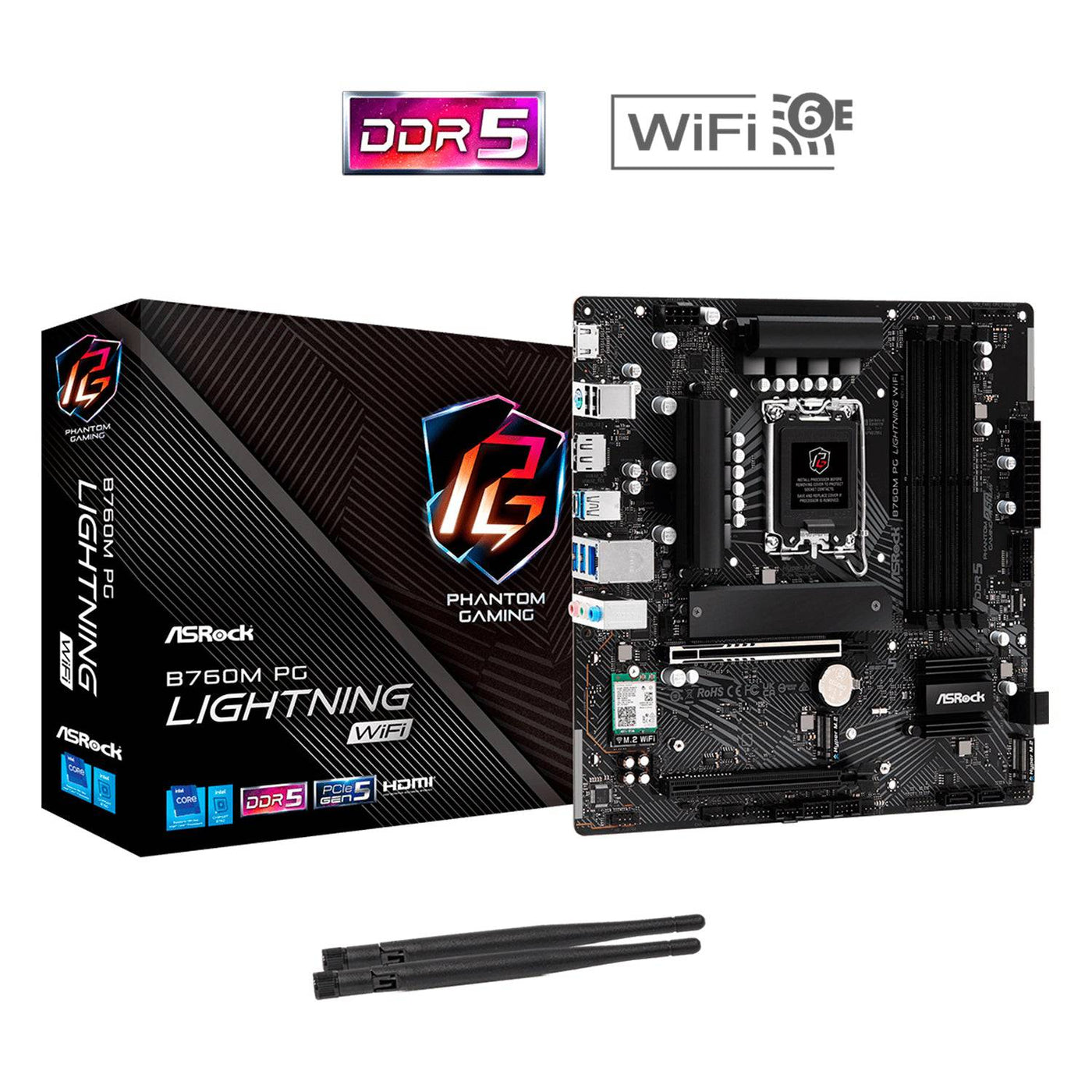 Motherboard ASROCK B760M PG LIGHTNING WIFI,DDR5 7200MHz (OC), M.2(PCIe Gen4x4), PCIE 5.0 .