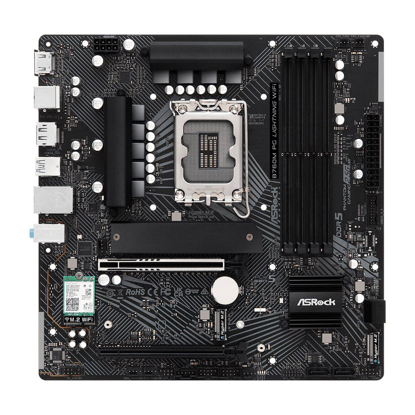 Motherboard ASROCK B760M PG LIGHTNING WIFI,DDR5 7200MHz (OC), M.2(PCIe Gen4x4), PCIE 5.0 .