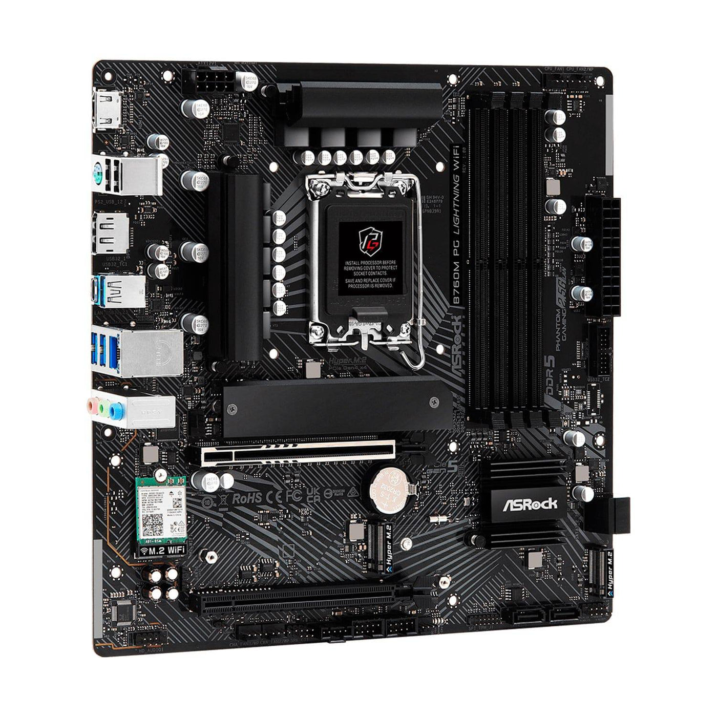 Motherboard ASROCK B760M PG LIGHTNING WIFI,DDR5 7200MHz (OC), M.2(PCIe Gen4x4), PCIE 5.0 .