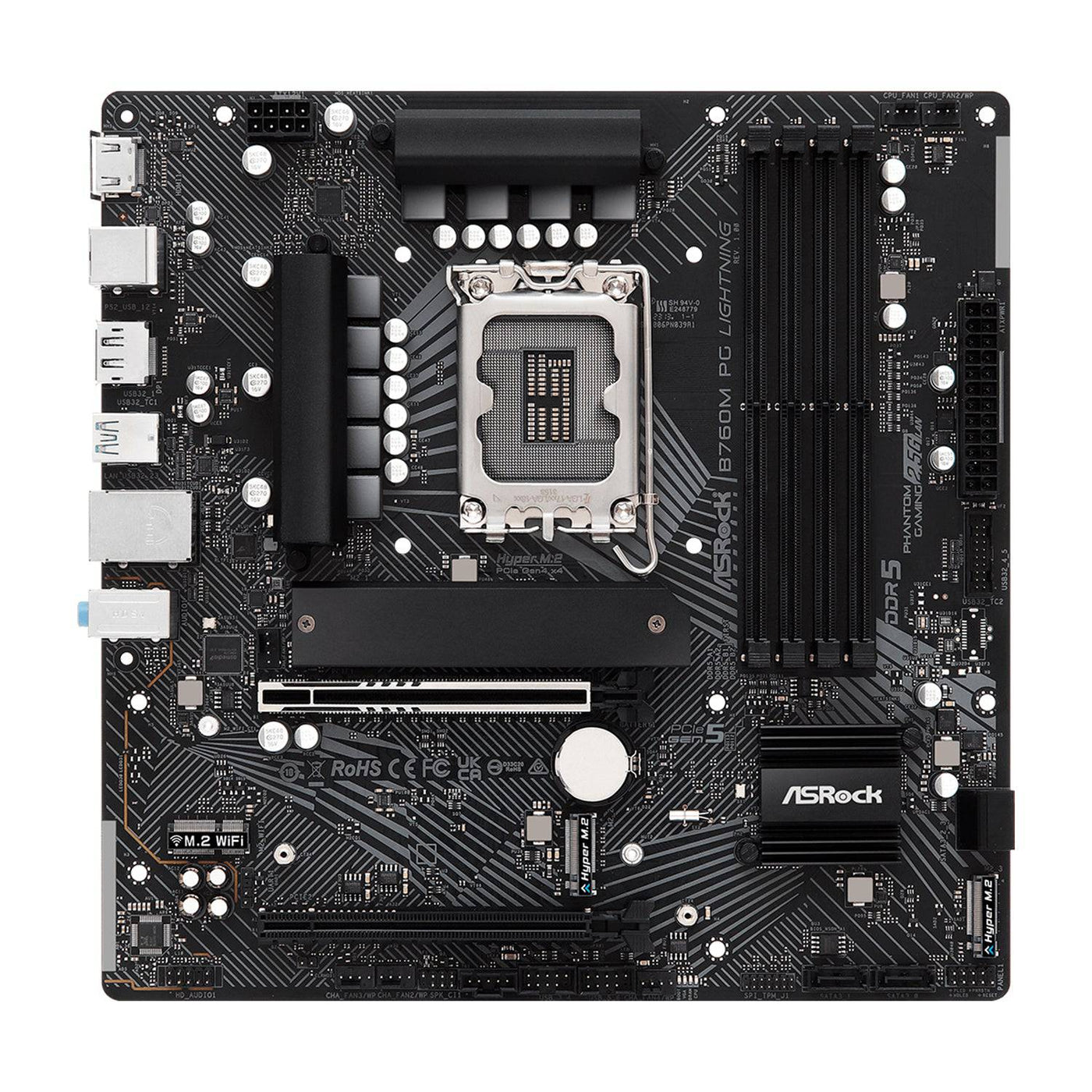 Motherboard ASROCK B760M PG LIGHTNING, LGA 1700, DDR5 7200MHz (OC), M.2(PCIe Gen4x4), PCIE 5.0 .