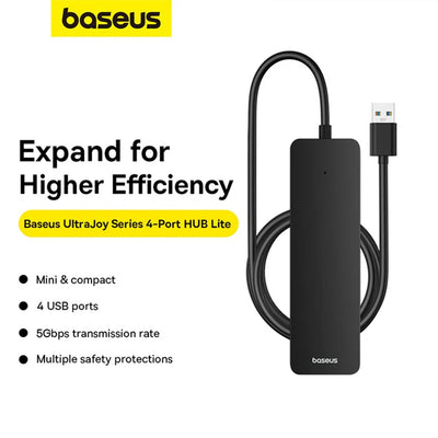 Baseus UltraJoy Series 4-Port  HUB Lite 100cm Cluster Black（USBA to USB3.0*4）