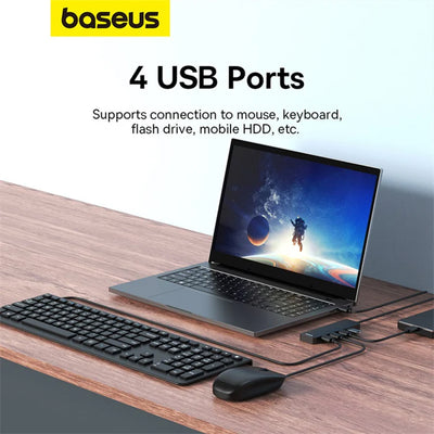 Baseus UltraJoy Series 4-Port  HUB Lite 100cm Cluster Black（USBA to USB3.0*4）