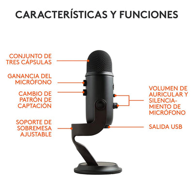 Micrófono Profesional Blue Yeti USB Plug and Play