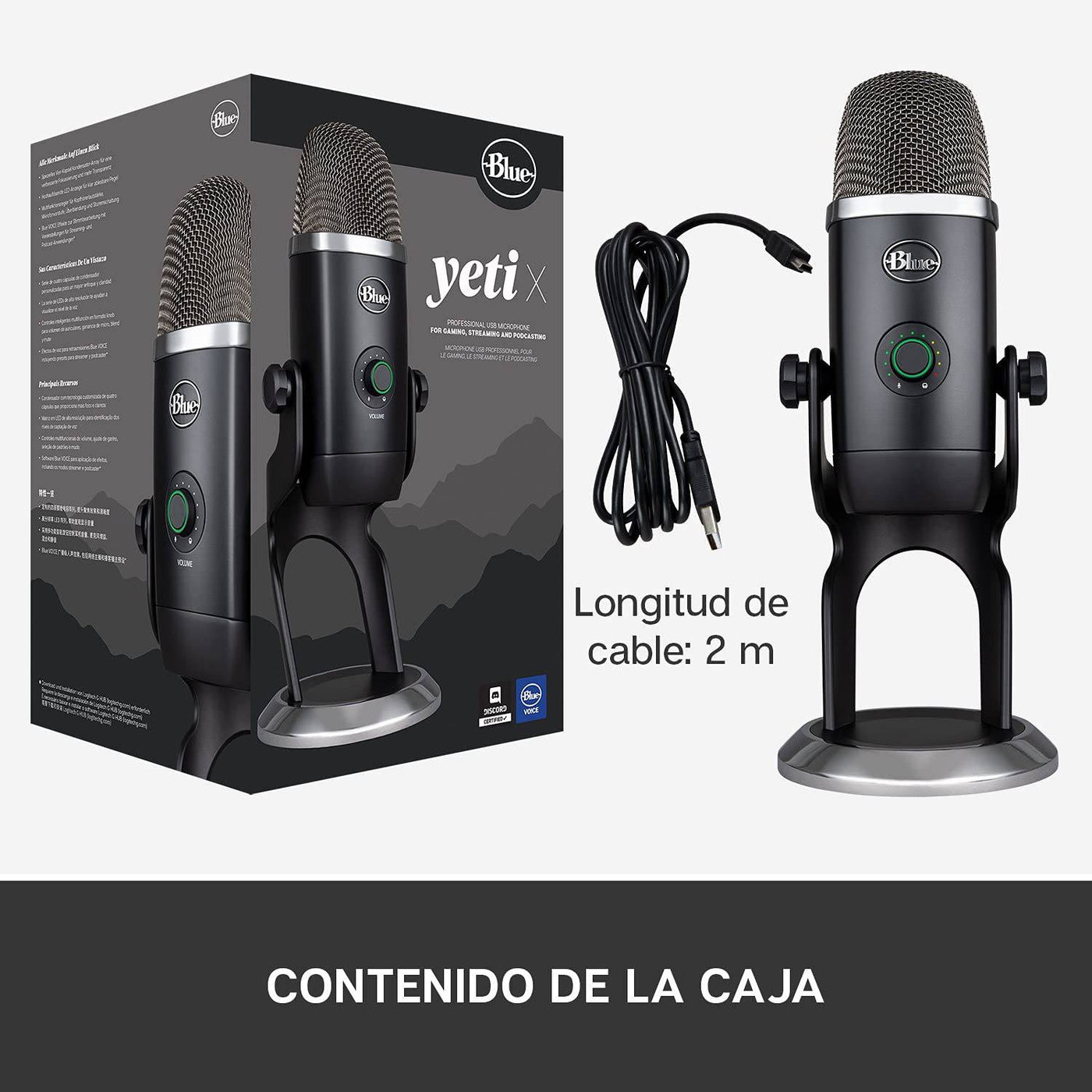 Micrófono Blue Yeti X USB Plug and Play / 4 patrones polares