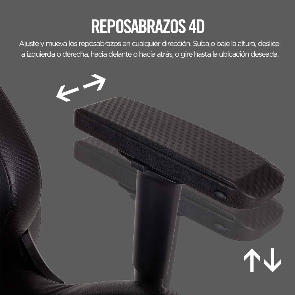 Silla Gamer Corsair T1 Race Diseño inspirado en las carreras – Cómodo exterior de polipiel – Construcción de acero – Apoyabrazos 4D