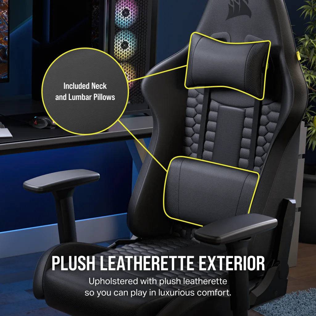 Silla Gamer Corsair TC100 con Reposabrazos 2D, Material (polipiel o textil)