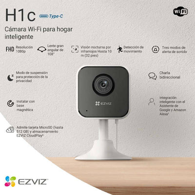 Cámara Wi-Fi inteligente EZVIZ H1C para el hogar 1080P FHD