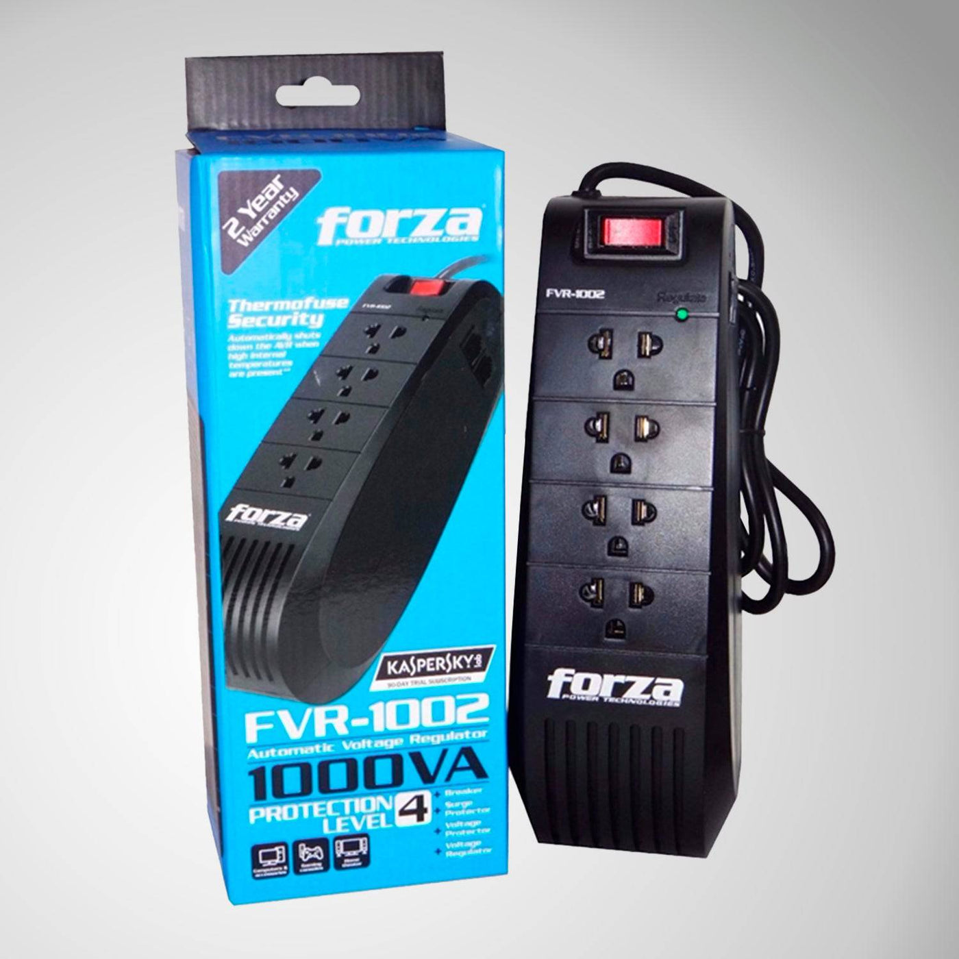 Estabilizador Automático Forza 4 Tomas - FVR-1002 - Capacidad 1000VA / 500W