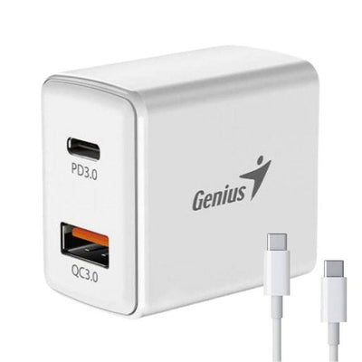 Cargador de pared Genius PD-20ACP 20w fast charge + cable Genius 3A usb-C a usb-C