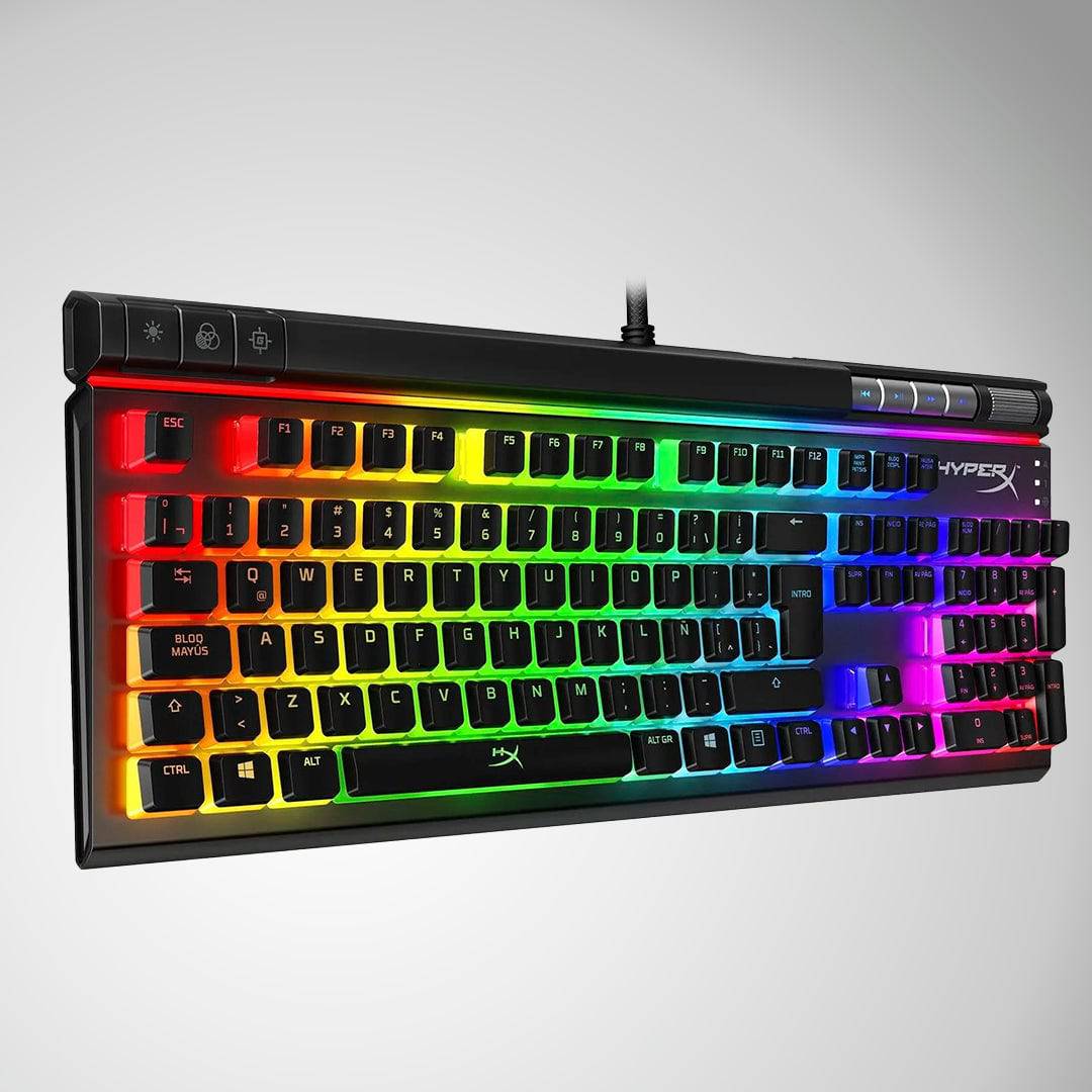 Teclado en español Hyperx Elite 2 retroiluminación LED RGB, interruptor lineal rojo - Achorao