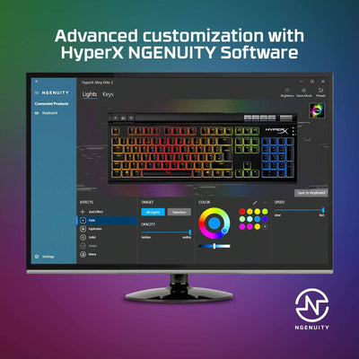 Teclado en español Hyperx Elite 2 retroiluminación LED RGB, interruptor lineal rojo - Achorao