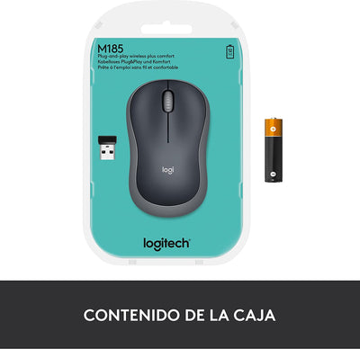 Mouse Logitech M185 Inalámbrico Portátil Plug and Play(P163B)