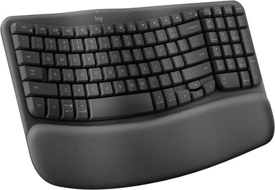 Teclado Sp Logitech Wave Keys wireless con reposamanos acolchado