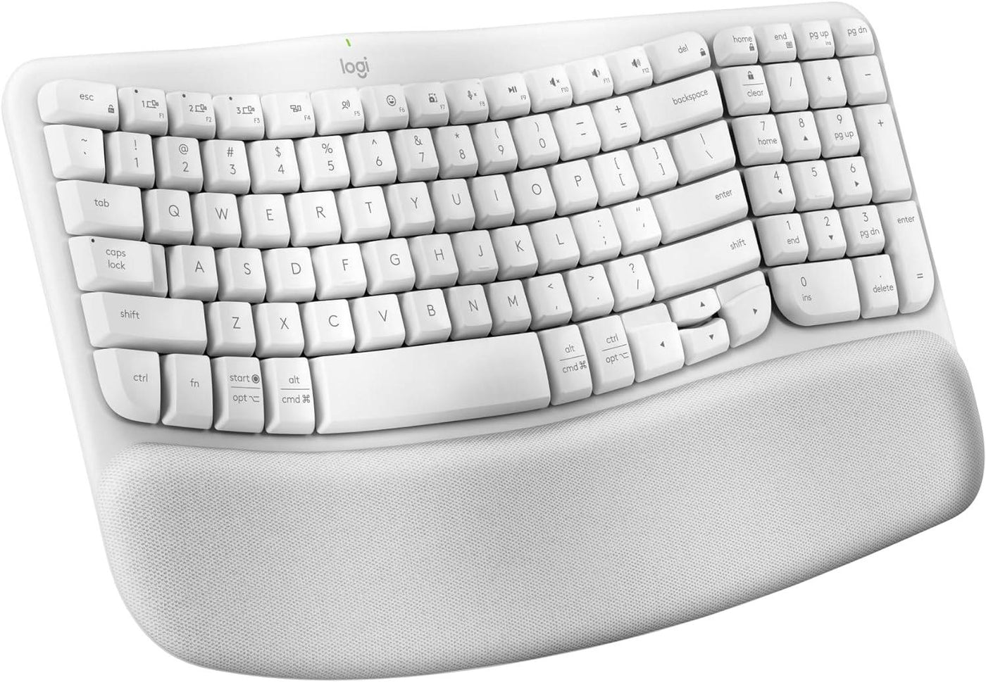 Teclado Sp Logitech Wave Keys wireless con reposamanos acolchado