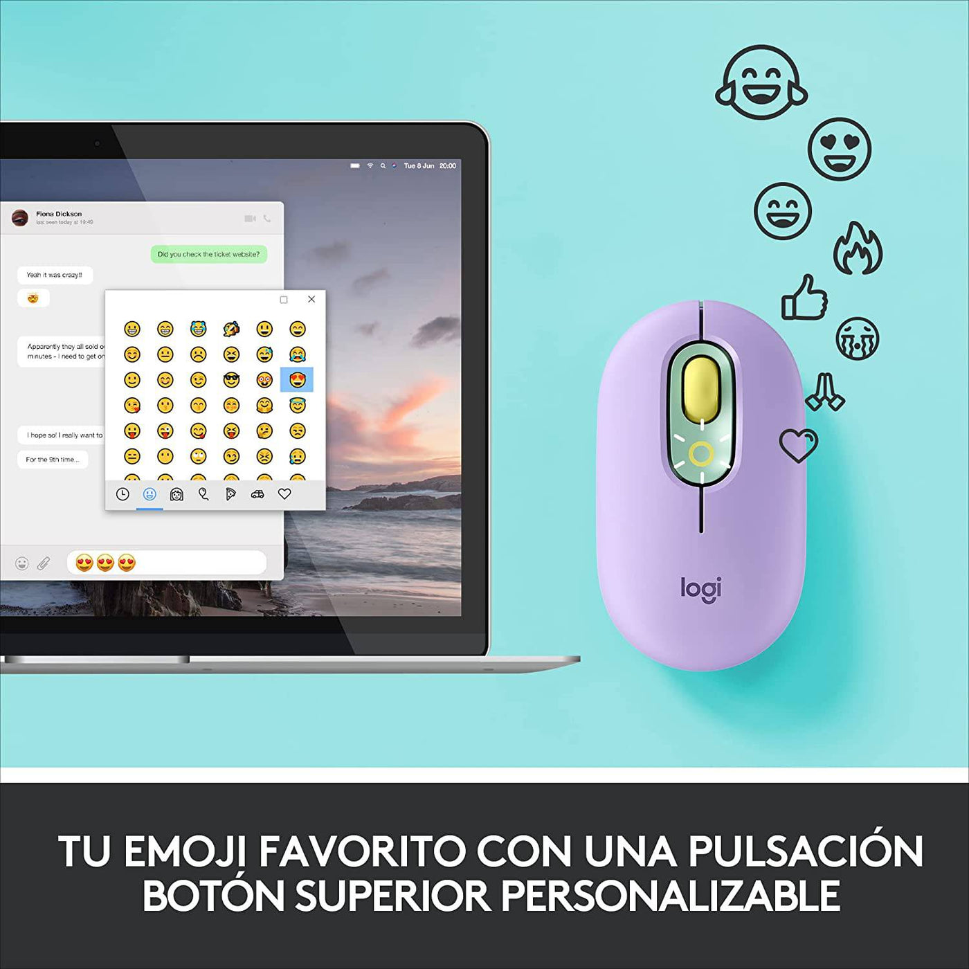 Mouse Logitech Pop Inalámbrico Bluetooth - Mac / Win