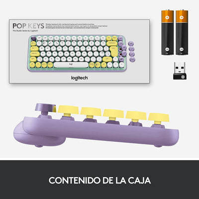 Teclado Mecánico Logitech POP Keys c/ emojis Blast USB Mac Windows