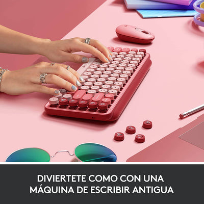 Teclado Mecánico Logitech POP Keys c/ emojis Blast USB Mac Windows