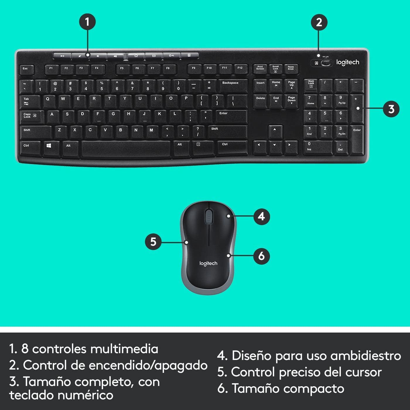 DEMO Teclado & Mouse MK270 Inalámbricos Confort