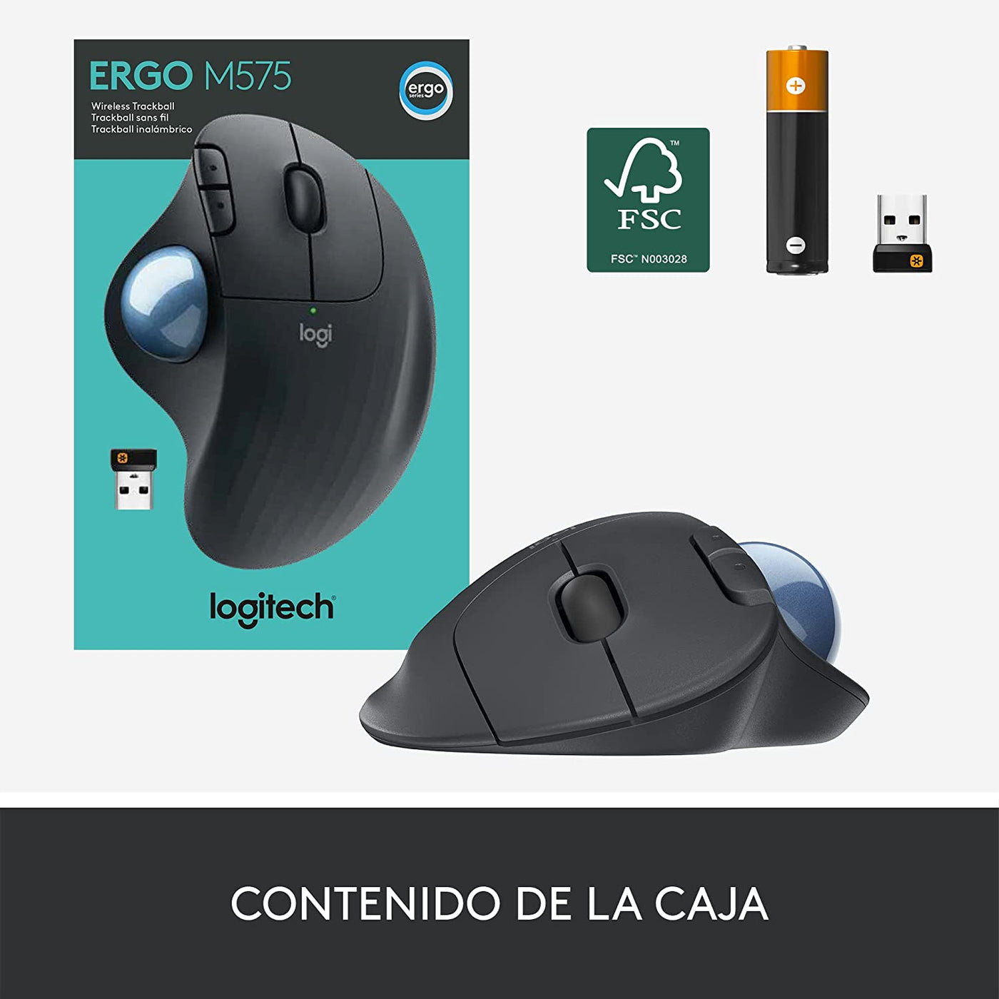 Mouse Logitech Ergo M575 TrackBall Inalámbrico Bluetooth(P163B)