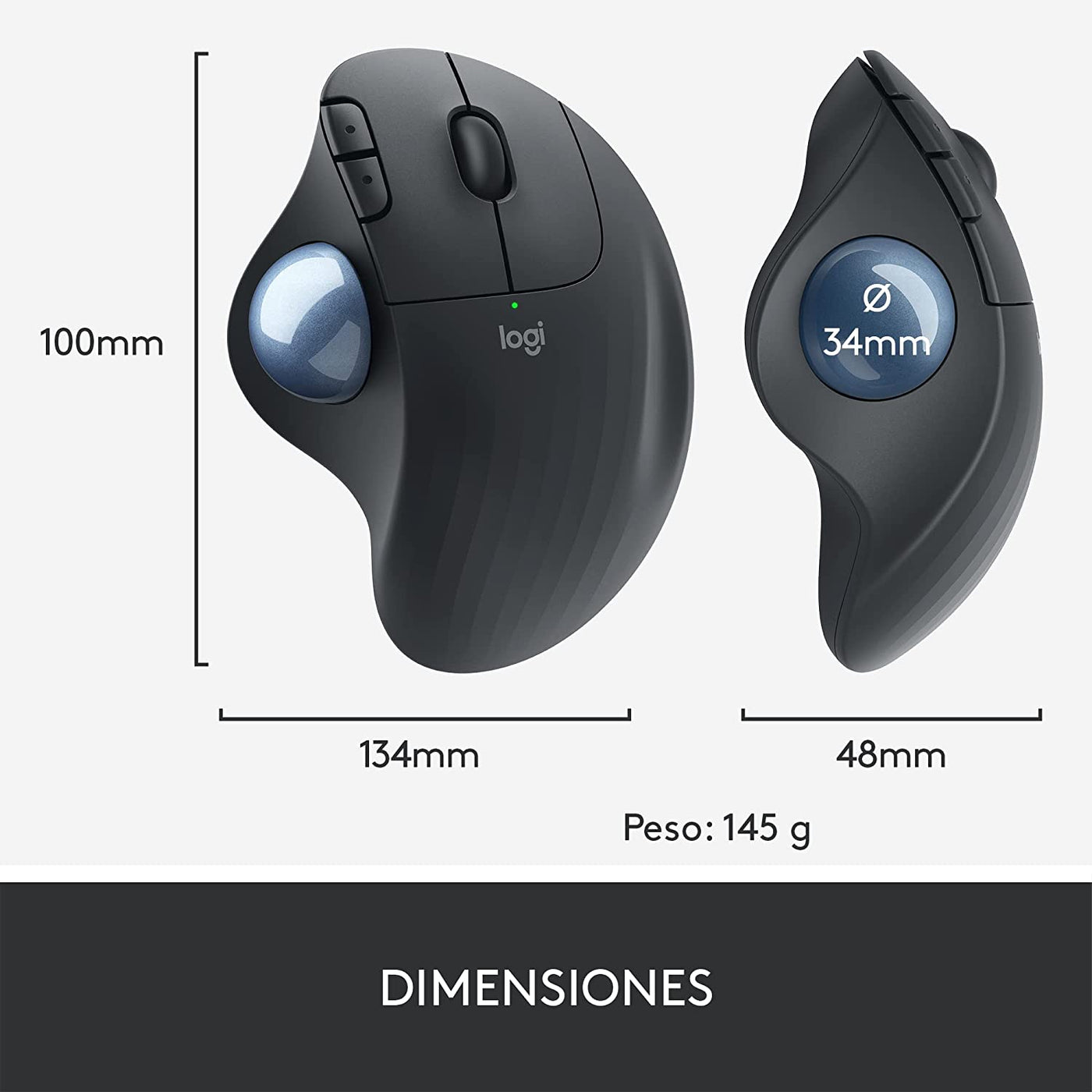 Mouse Logitech Ergo M575 TrackBall Inalámbrico Bluetooth(P163B)