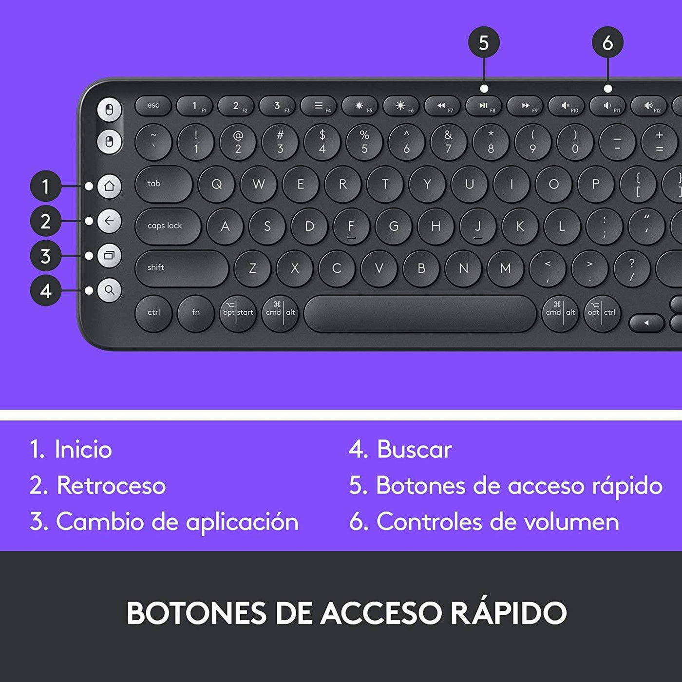 Teclado Logitech K600 Smart TV Inalámbrico USB Multimedia Touchpad