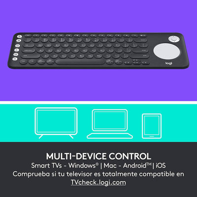 Teclado Logitech K600 Smart TV Inalámbrico USB Multimedia Touchpad