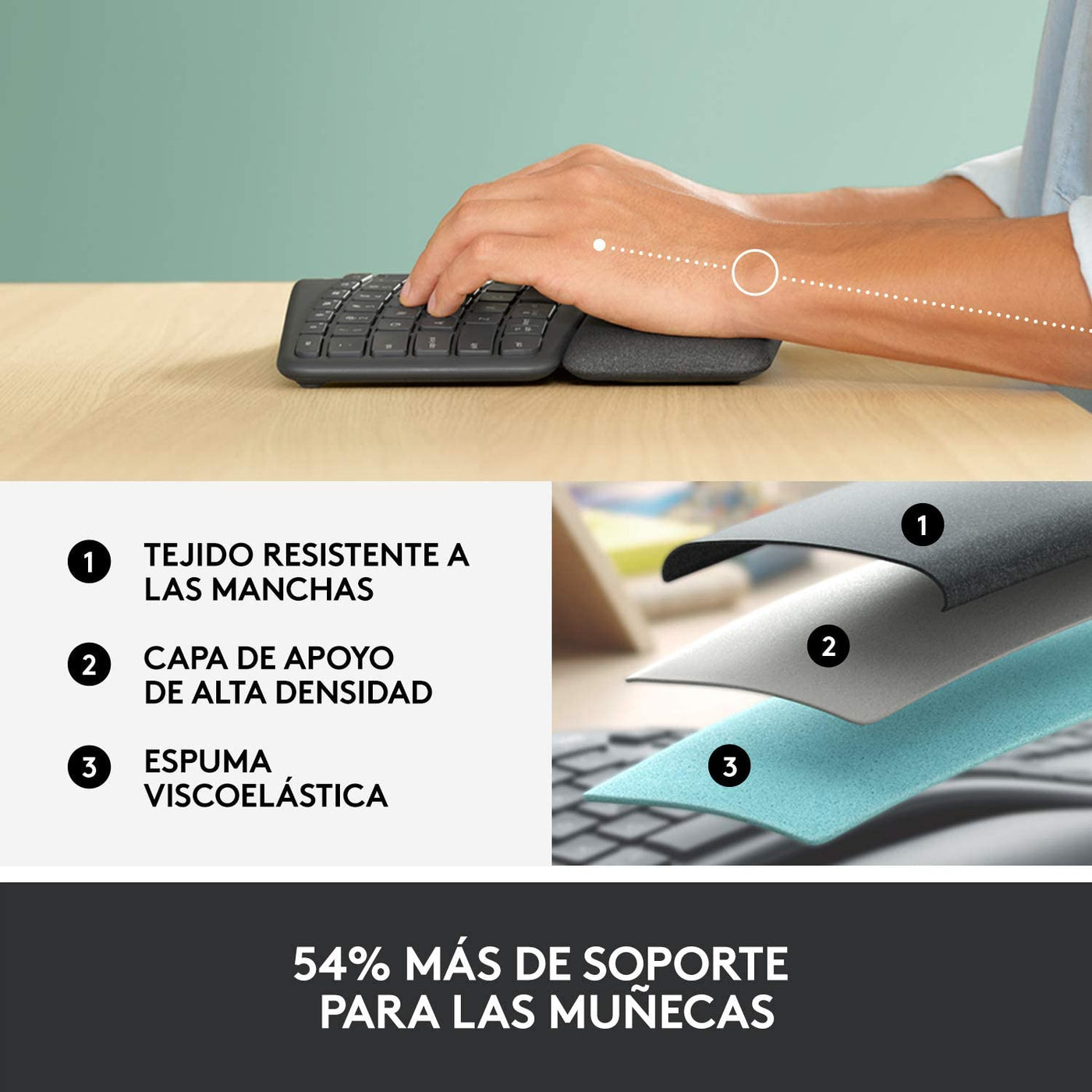 Teclado Logitech K860 ERGO Inalámbrico Ergonómico Bluetooth