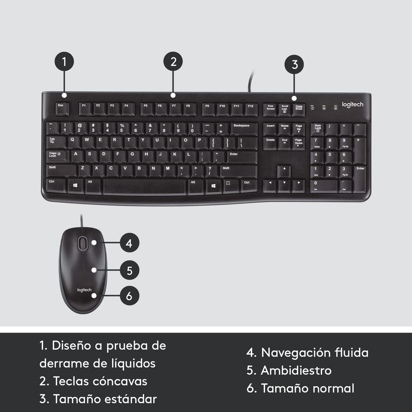 Teclado & Mouse MK120 Anti salpicaduras