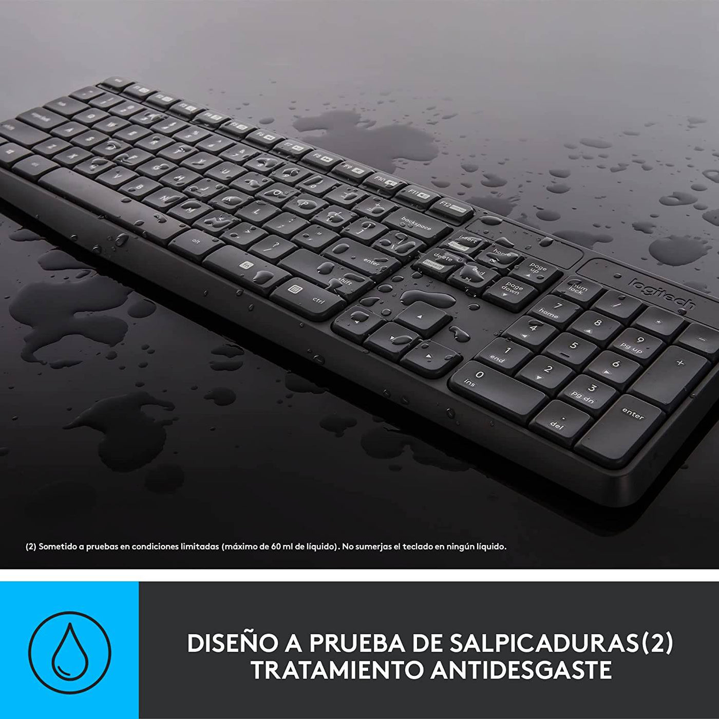 Teclado & Mouse MK235 Inalámbricos Antisalpicaduras