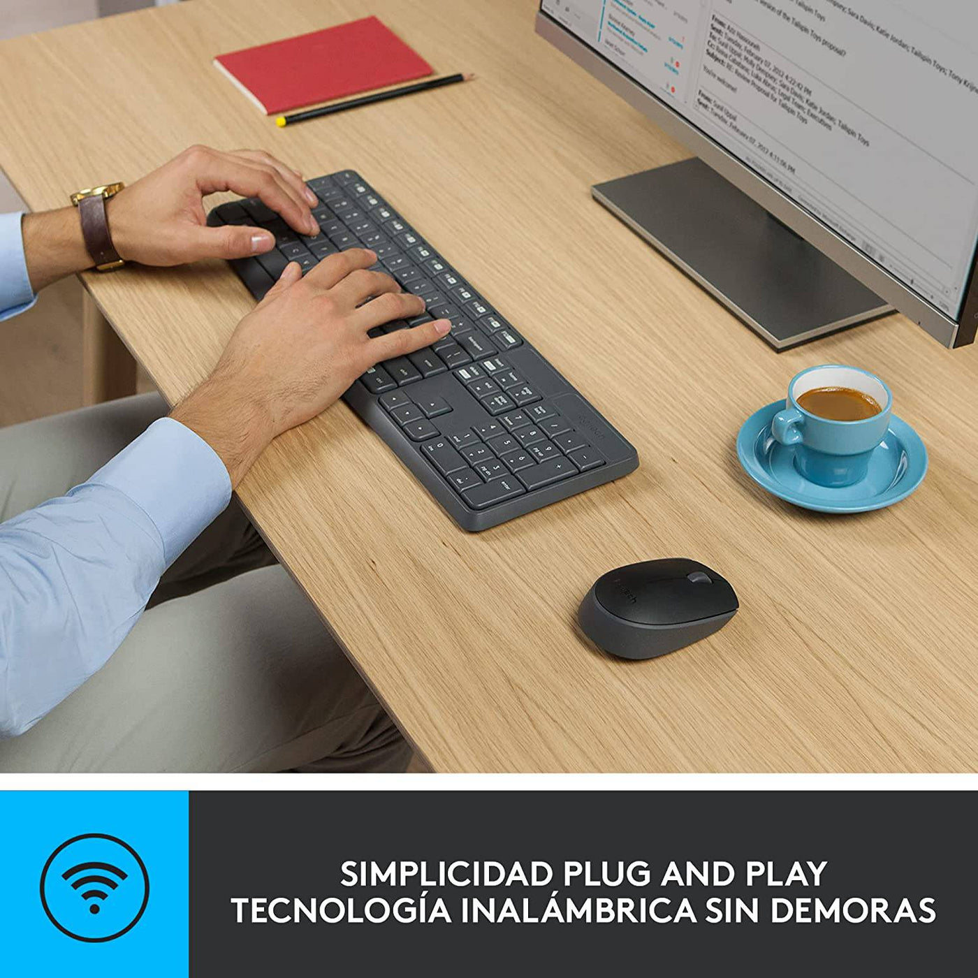 Teclado & Mouse MK235 Inalámbricos Antisalpicaduras