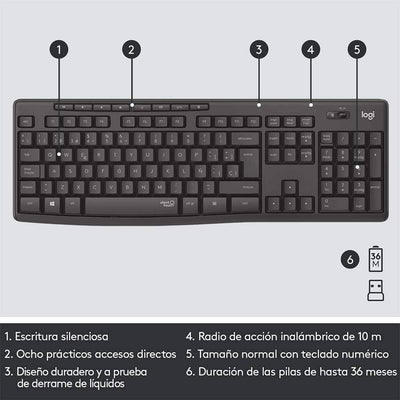 Teclado & Mouse MK295 Inalámbricos Silencioso