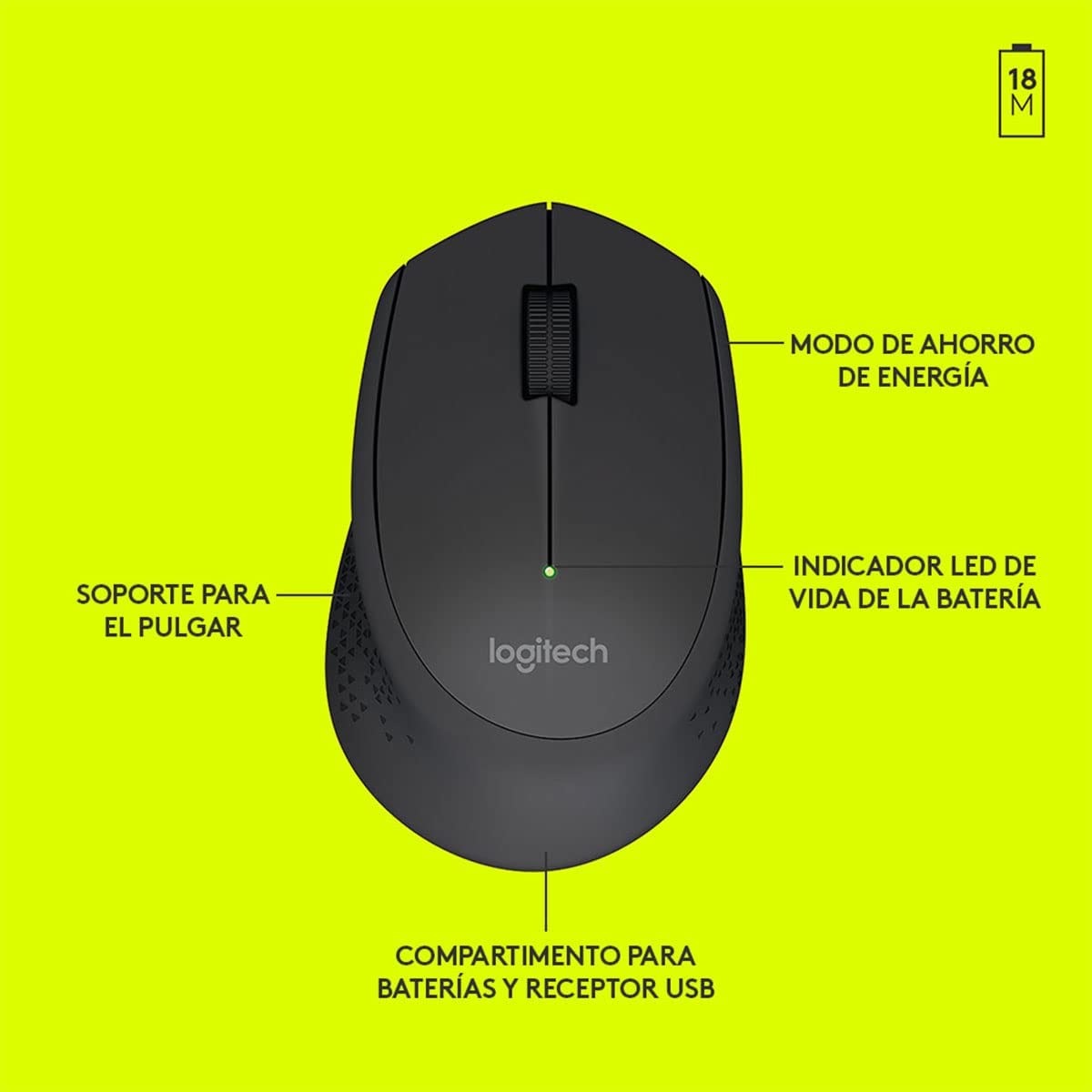 Mouse Logitech M280 Wireless Inalámbrico Ergonómico USB(P163B)