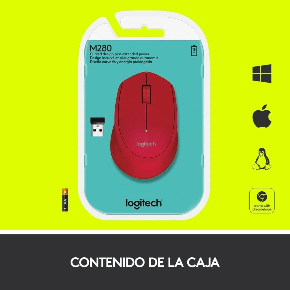 Mouse Logitech M280 Wireless Inalámbrico Ergonómico USB(P163B)