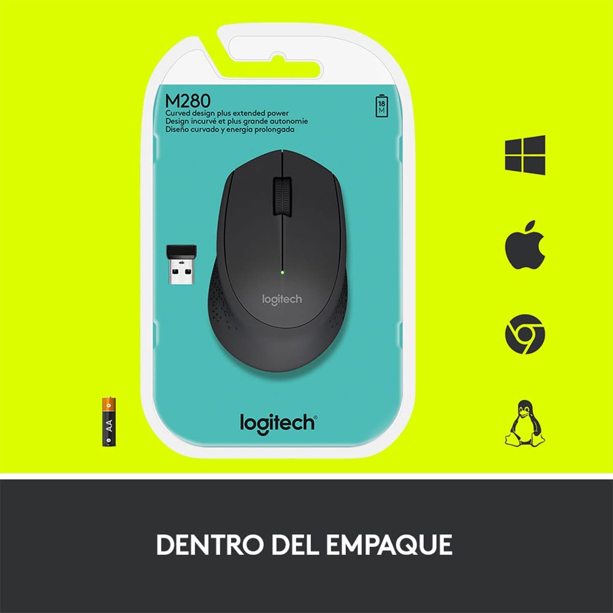 Mouse Logitech M280 Wireless Inalámbrico Ergonómico USB(P163B)