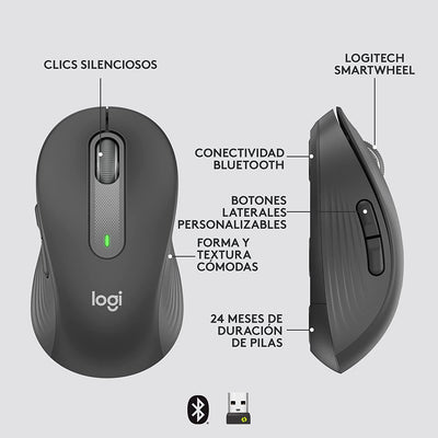 Mouse Logitech M650 Inalámbrico Ambidiestro Bolt Signature(P163B)