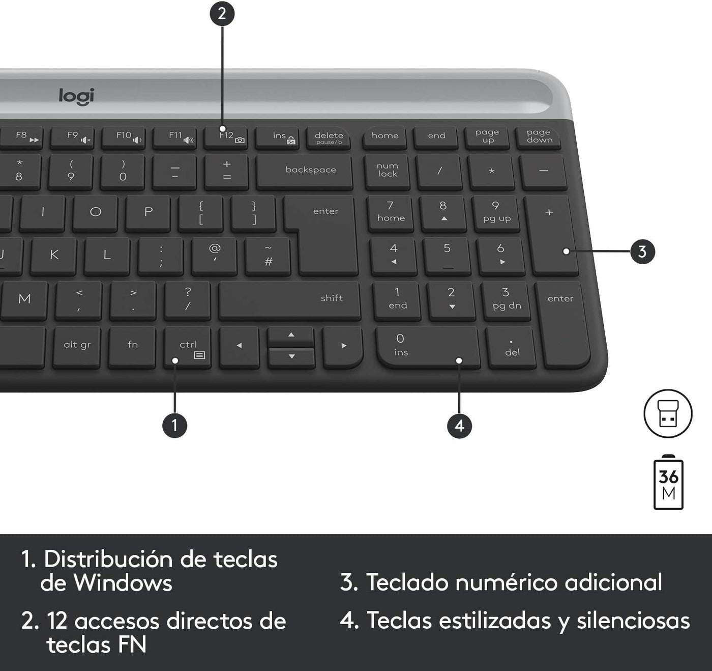 Teclado & Mouse MK470  Inalámbrico Slim 36 Meses de Batería