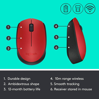 Mouse Logitech M170 Confort Inalámbrico Plug and Play(P163B)